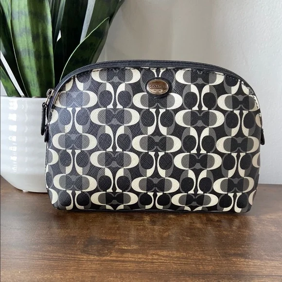 Coach Black, Cream & Gray Cosmetic Bag - Picture 2 of 15